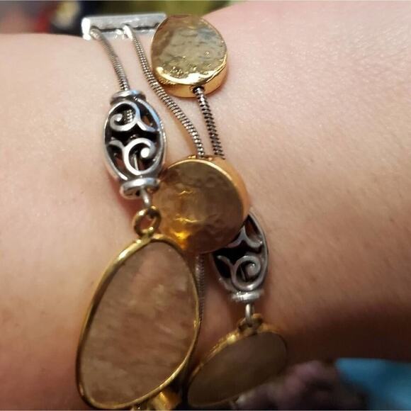 BRIGHTON jeweled‎ crystal Contempo gold 2 tone 3 strand bracelet - Picture 9 of 9